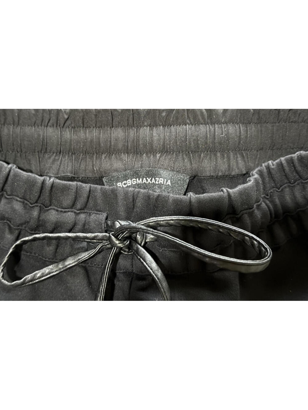 BCBG MAX AZRIA Casual Glam Jogger Pants Womens XS Black Faux Leather Side Stripe - Picture 5 of 8
